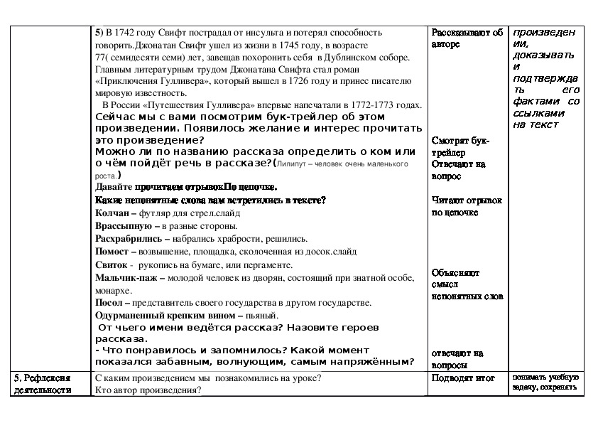 Тест гулливер 4 класс школа россии. План пересказа Гулливер. Автобиография д. Свифта.