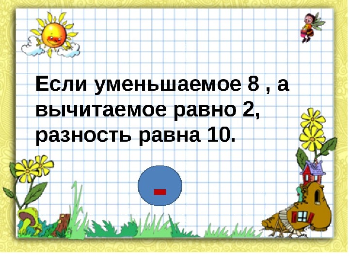 Уменьшаемое вычитаемое разность презентация 1 класс презентация