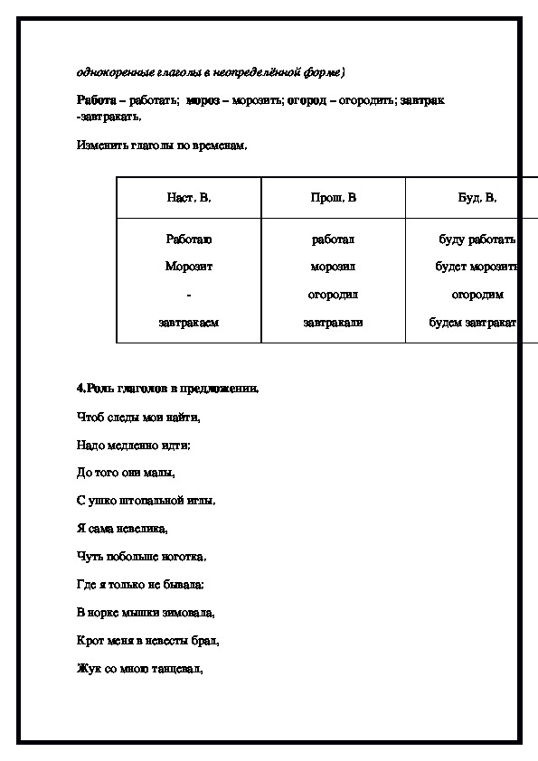 Конспект по теме глагол 3 класс. Сценария открытого урока тема глагол.