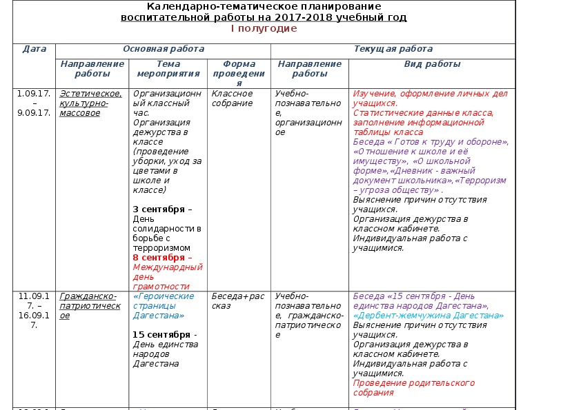 План воспитательной работы 2023