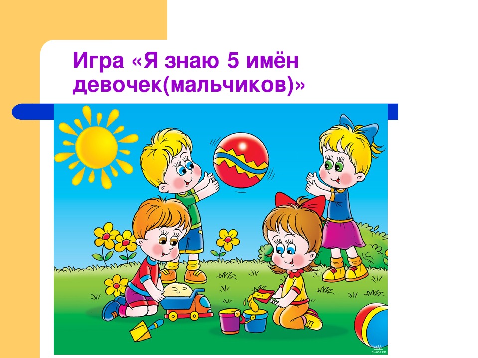 Поиграем в имена. Игра я знаю 5 имен. Я знаю пять имен. Игра с мячом я знаю 5 имен. Игра с мячом я знаю пять названий.