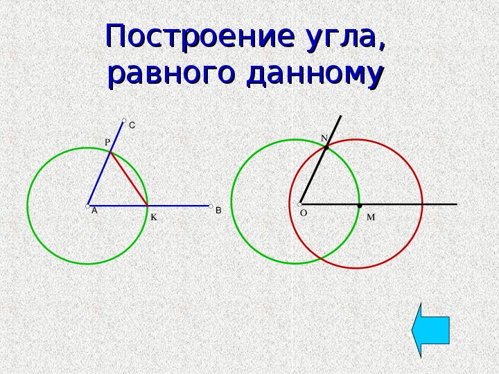 Расположите изображения в порядке соответствующем алгоритму построения угла равного данному