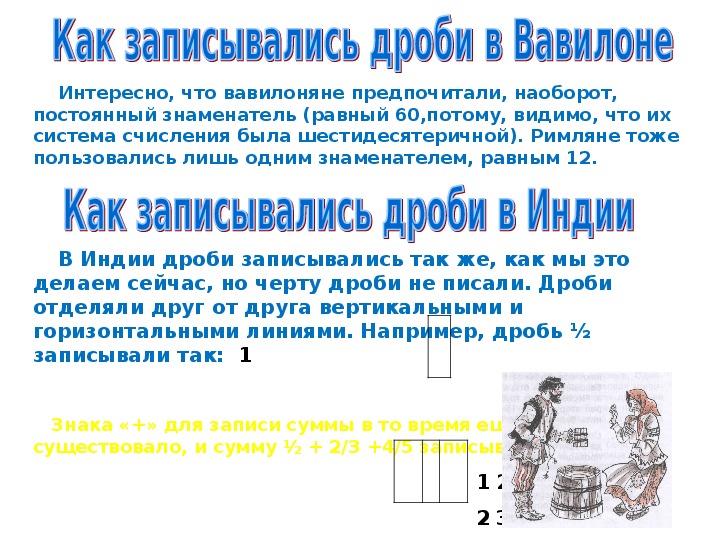 Презентация на тему история возникновения обыкновенных дробей