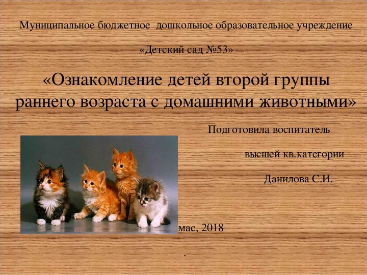 Презентация "Ознакомление детей 2-3 лет с домашними животными"