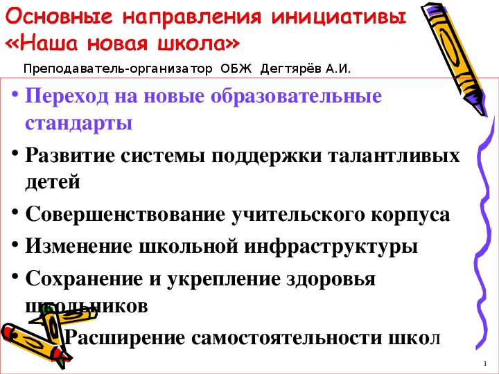 Обложка для материала Презентация. Основные направления инициативы «Наша новая школа»