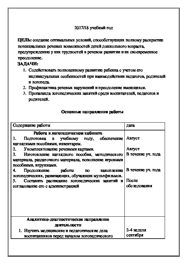 Годовой план в детском саду рб