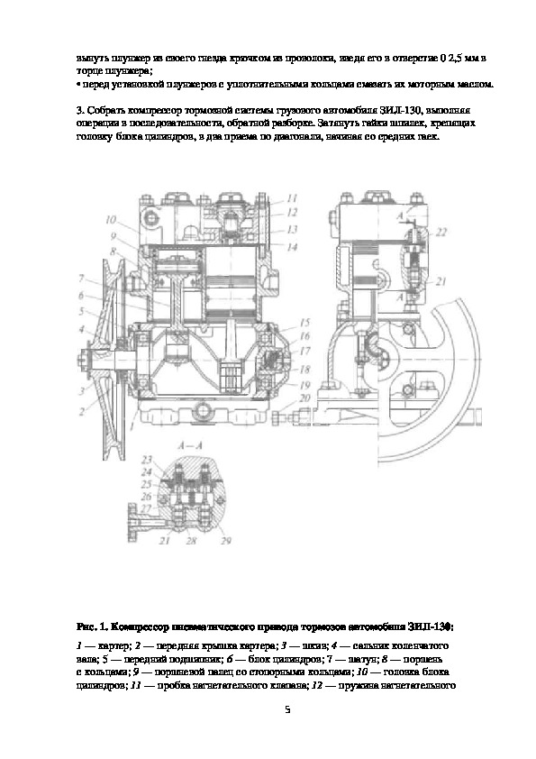 Устройство компрессора зил 130 схема