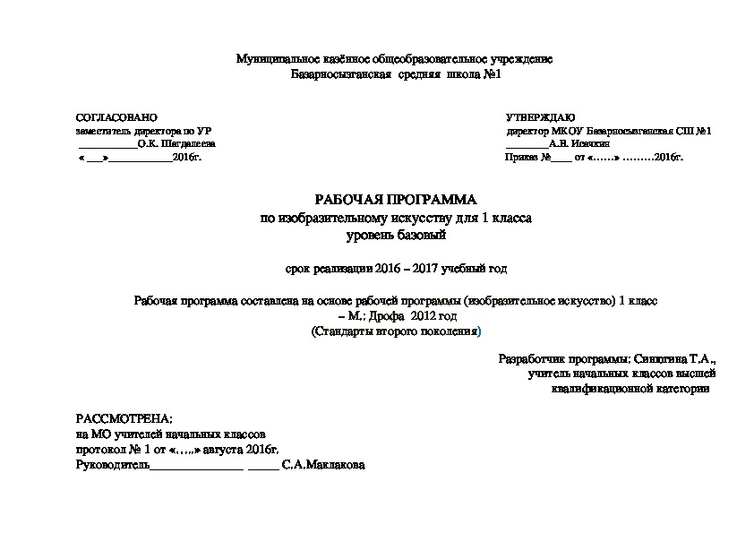 Рабочая программа по изо 7 класс