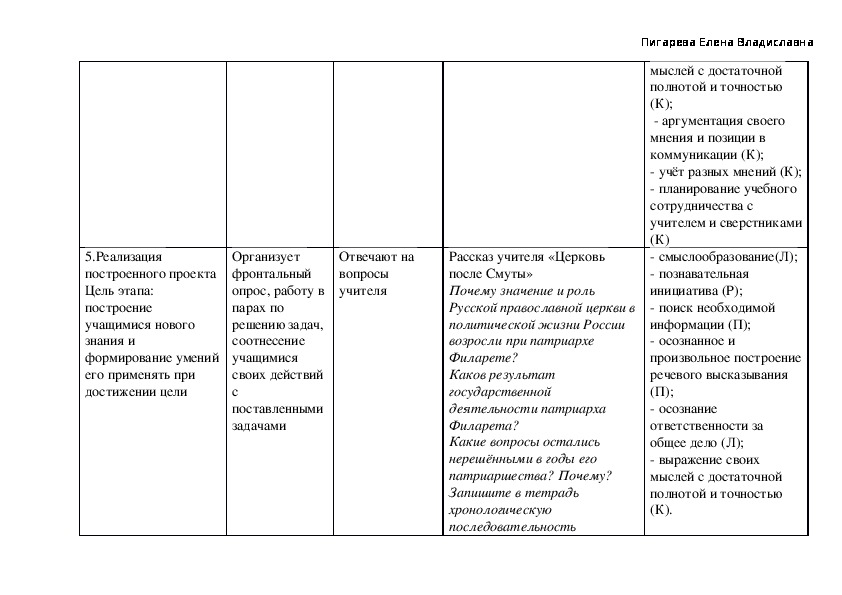 Русская православная церковь в xvii в реформа патриарха никона и раскол технологическая карта урока