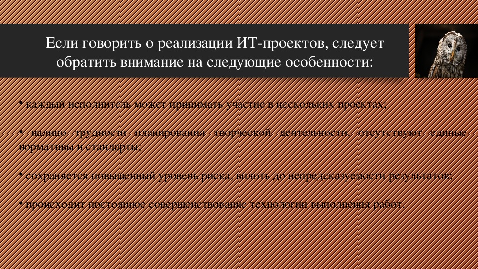 В чем заключаются особенности информационных проектов