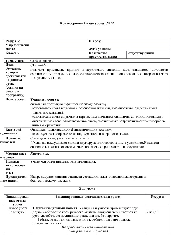 Обложка для материала Русский язык 5 класс Тема урока: "Страна  мифов"