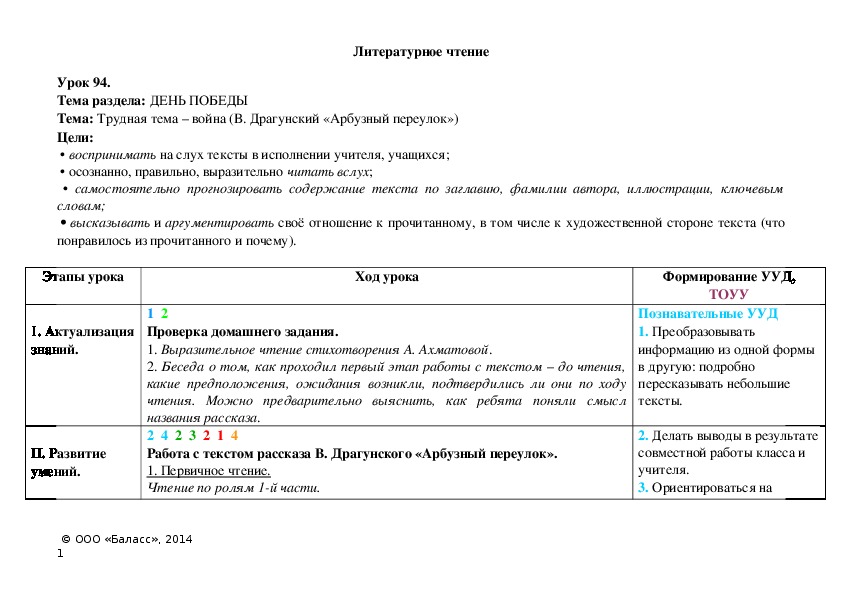 План текста арбузный переулок