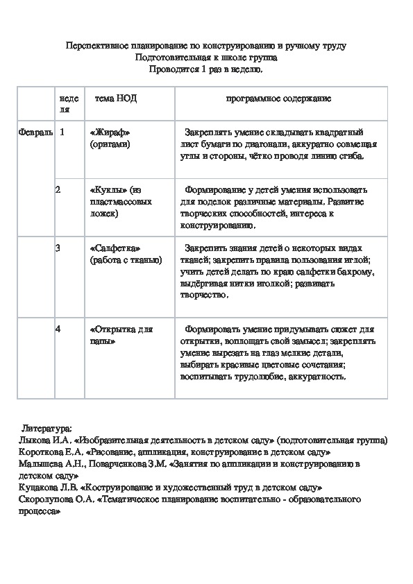 Обложка для материала Перспективное планирование по конструированию (февраль)