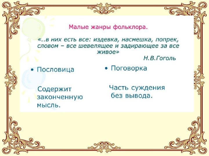 Фольклора 4 класс