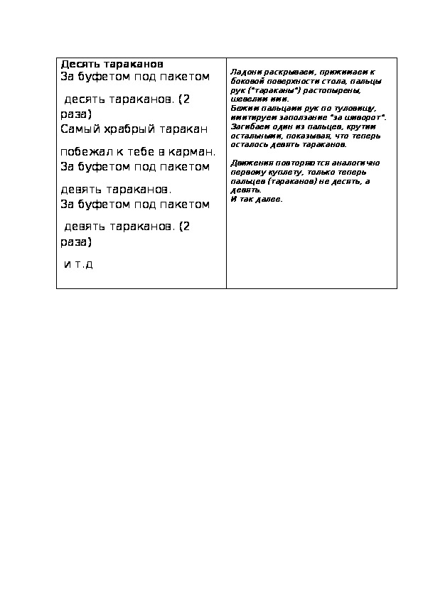 Обложка для материала Пальчиковая игра "Десять тараканов"