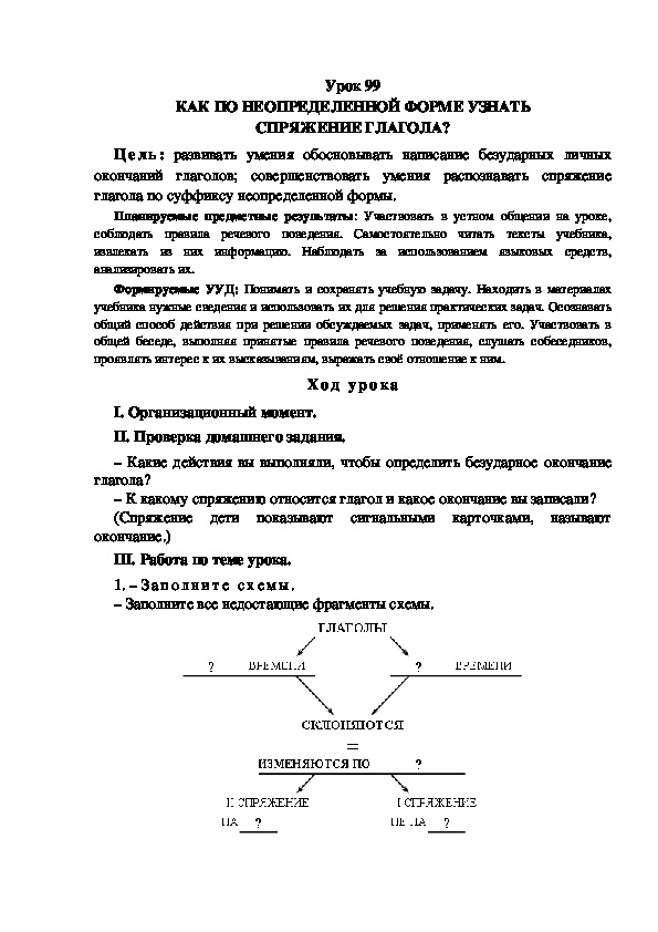 Обложка для материала Конспект урока по теме: КАК ПО НЕОПРЕДЕЛЕННОЙ ФОРМЕ УЗНАТЬ СПРЯЖЕНИЕ ГЛАГОЛА?(4 класс)