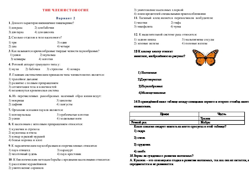 Проверочная работа по теме членистоногие 7 класс. Тест по членистоногим 7 класс. Тест Тип Членистоногие.