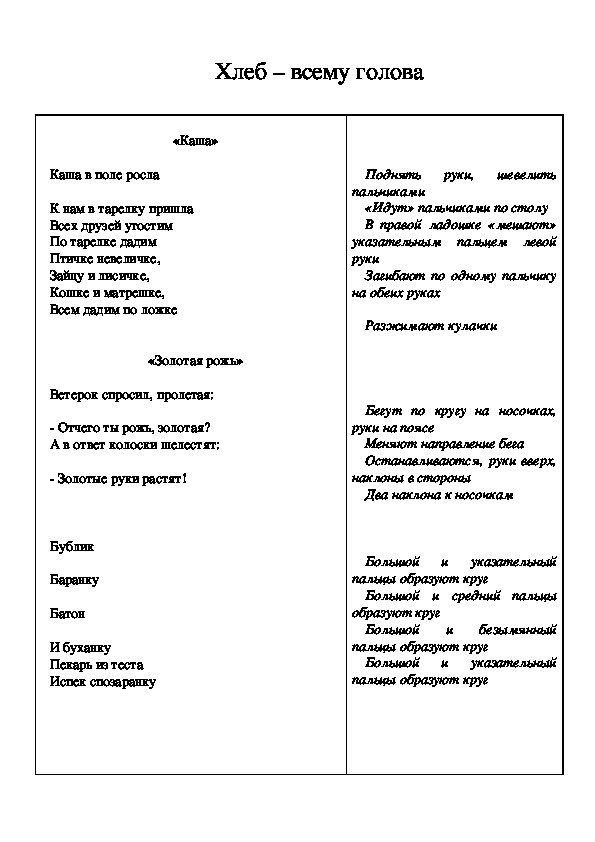 Пальчиковая гимнастика мы печем пироги