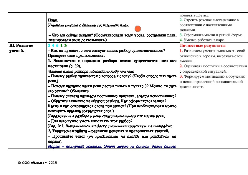 План разбора имени существительного