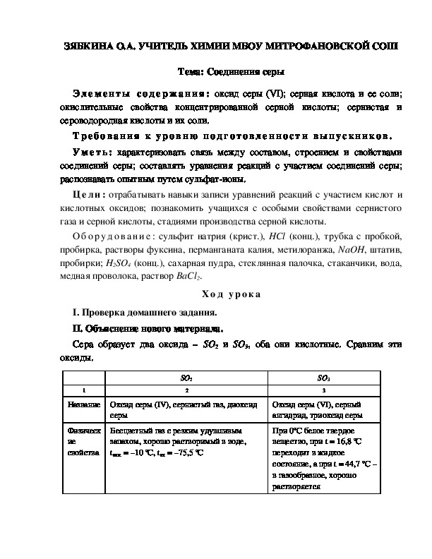 Обложка для материала Соединения серы
