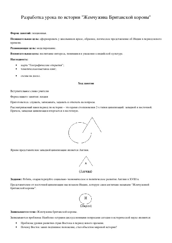 Обложка для материала Разработка урока по истории "Жемчужина Британской короны"