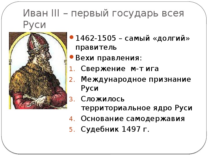 Годы правления ивана iii. Иван III. Государь всея Руси. Государь всея Руси кратко. Иван третий план.