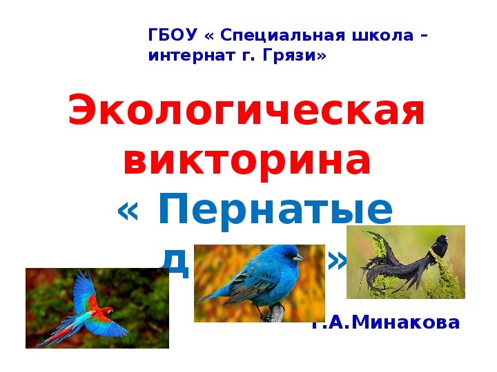Презентация " Экологическая викторина"" Пернатые друзья"