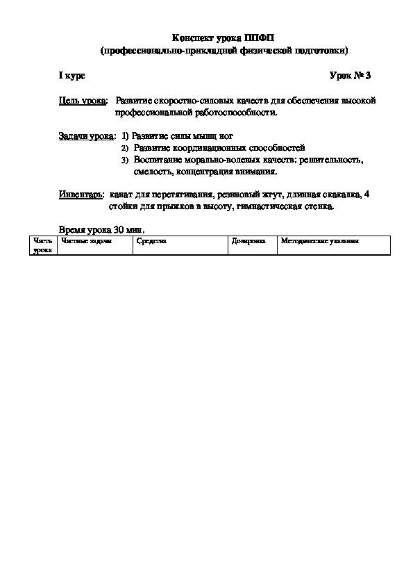 Обложка для материала Конспект урока ППФП  (профессионально-прикладной физической подготовки)