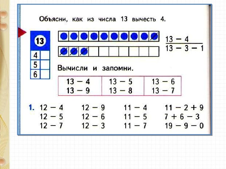 Презентация по математике 1 класс вычитание с переходом через десяток