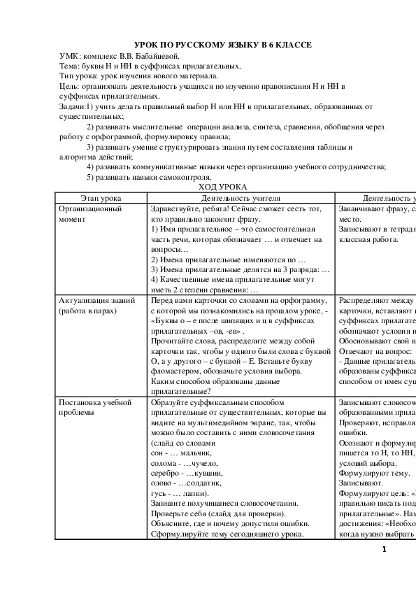 Обложка для материала Буквы Н и НН в суффиксах прилагательных. УРОК ПО РУССКОМУ ЯЗЫКУ В 6 КЛАССЕ