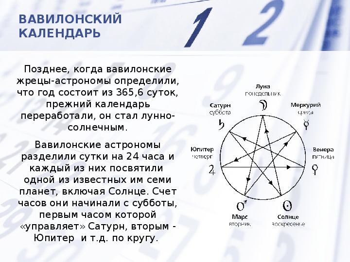 Вавилонский календарь презентация