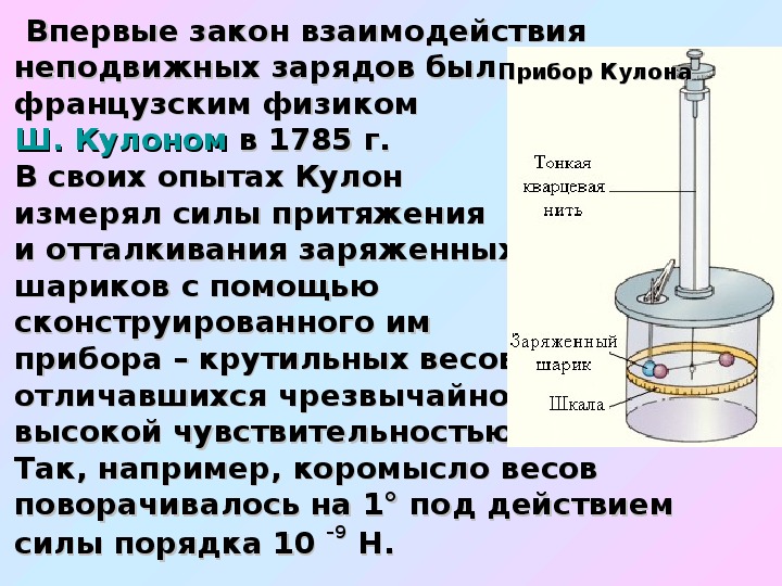 Заряд каким прибором. Опыт по закону кулона. Закон кулона прибор. Опыт Шарля кулона.