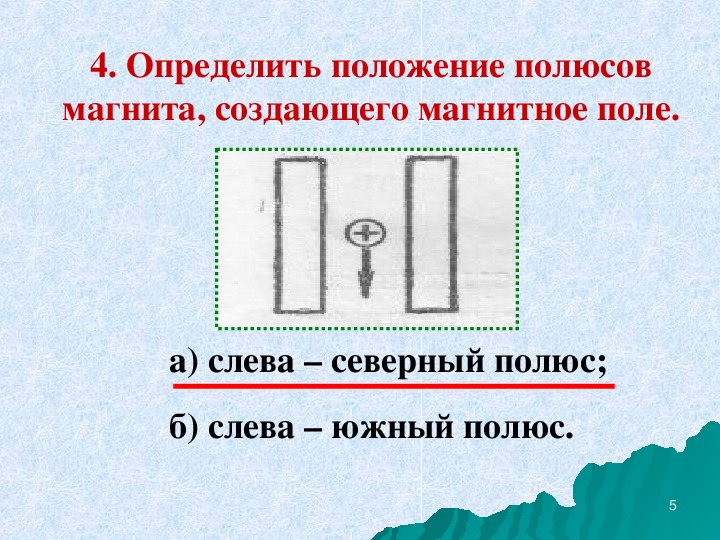 Укажите на рисунке полярность магнитных полюсов