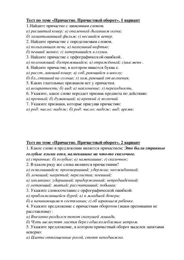 Контрольная работа по русскому языку 11 кл