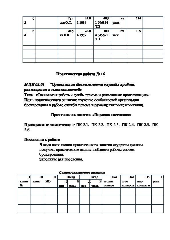 Практическая работа студентам