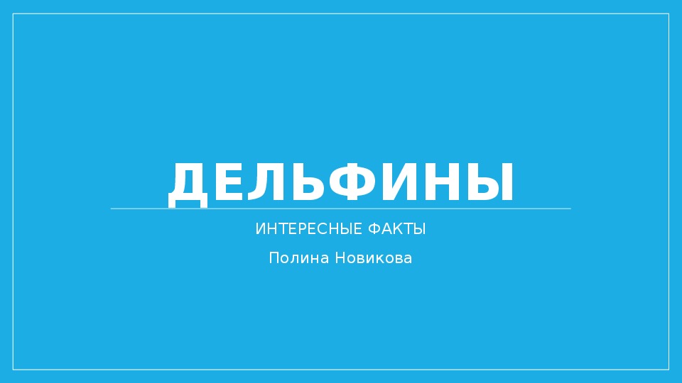 Презентация по окружающему миру .3 класс. тема: " Дельфины"