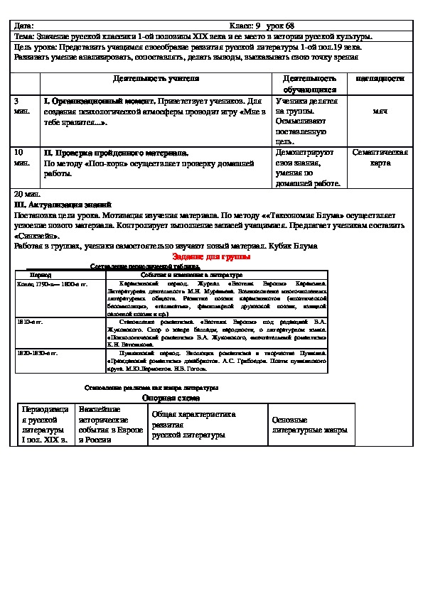 Обложка для материала Русская литература 9 класс Значение русской классики 1-ой половины XIX века и ее место в истории русской культуры.