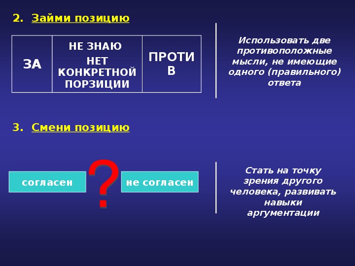 Занимать позицию. Метод займи позицию. Технология займи позицию. Прием займи позицию. Противоположные мысли.