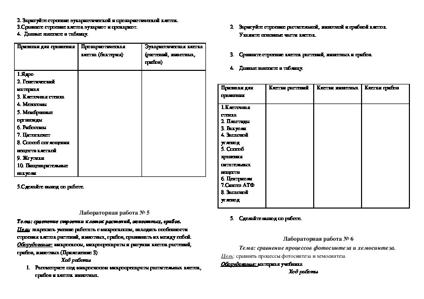 Лабораторная работа по биологии 10 класс