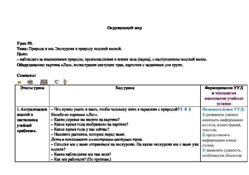 Обложка для материала Природа и мы. Экскурсия в природу поздней весной.