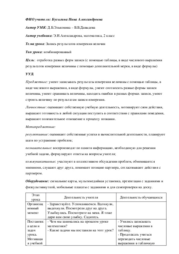 Обложка для материала конспект урока по математике "Запись результатов измерения величин"