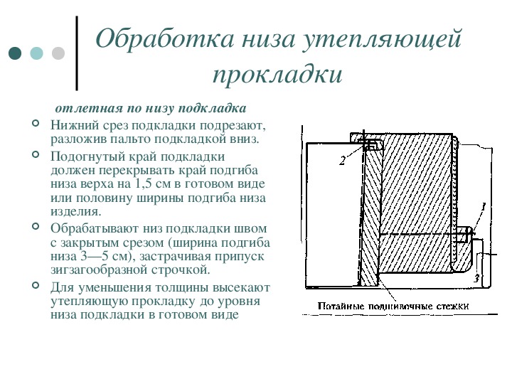 Схемы узлов обработки подкладки