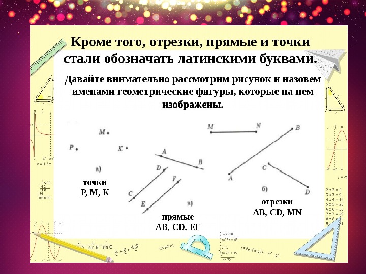 Сколько прямых точек отрезков изображено на рисунках геометрия