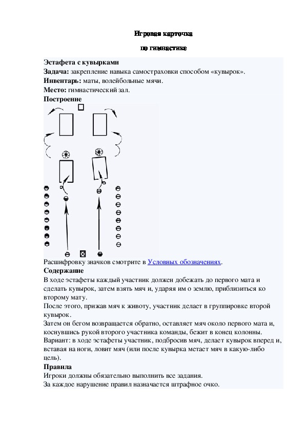 Игровая карточка "Эстафета с кувырками"