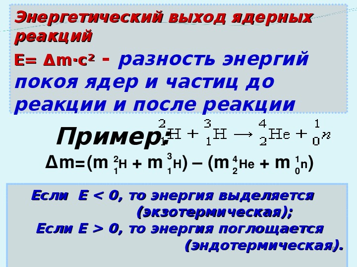 Презентация ядерные реакции 11 класс