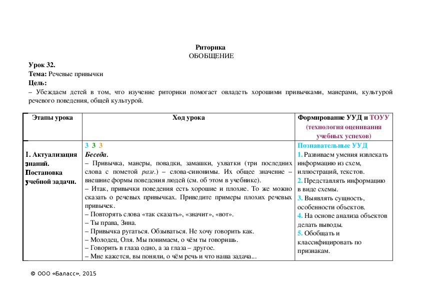 Тема: Речевые привычки