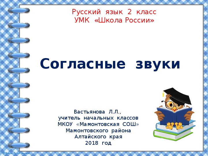 Презентация  к  уроку  русского  языка во  2  классе  "Согласные  звуки"