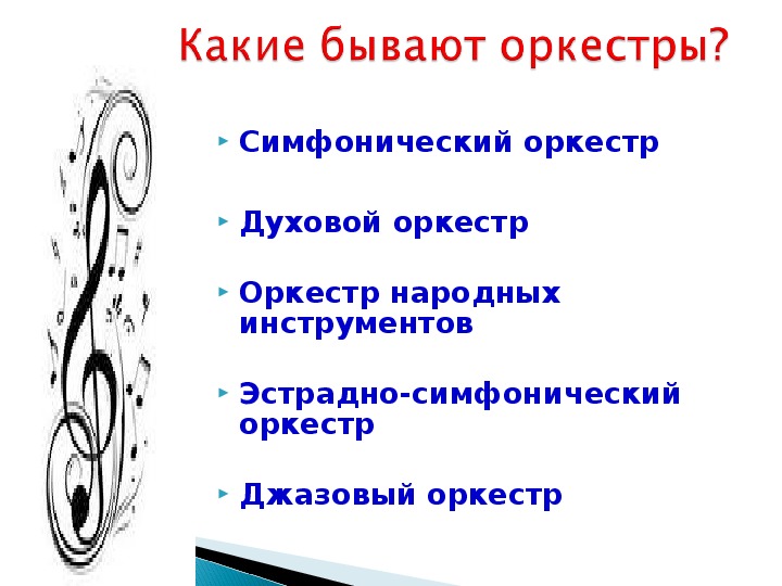 Виды оркестров презентация