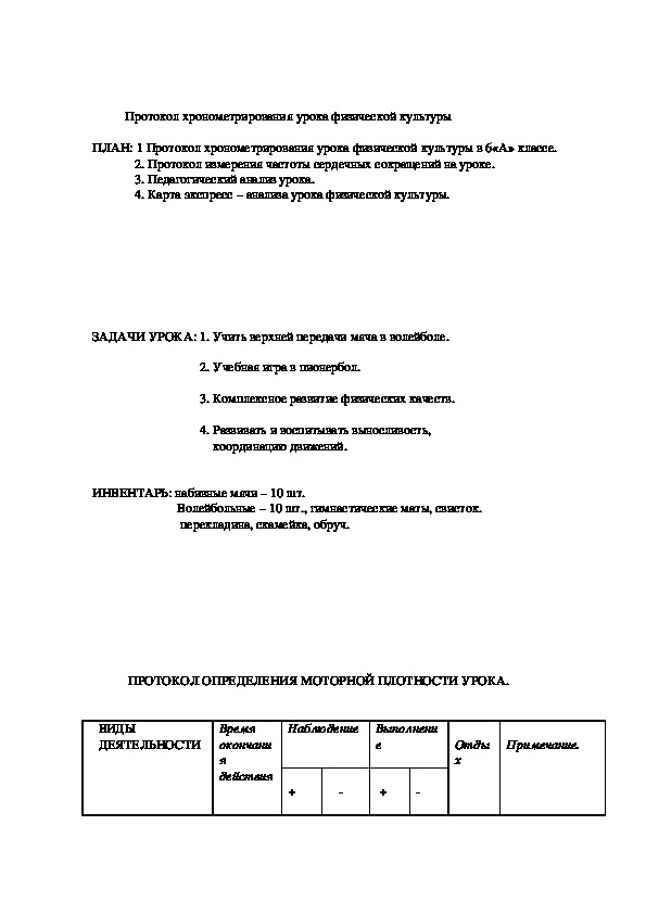 Протокол открытого урока образец