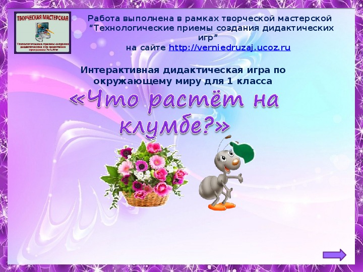 Обложка для материала Интерактивная дидактическая игра "Что растёт на клумбе?"